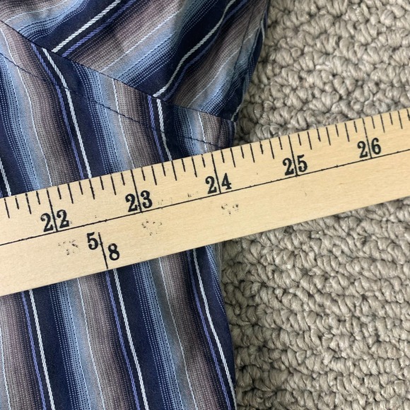 Johnston & Murphy Mens Shirt Size Large Blue Striped Tailored Fit Button Up - Picture 7 of 11